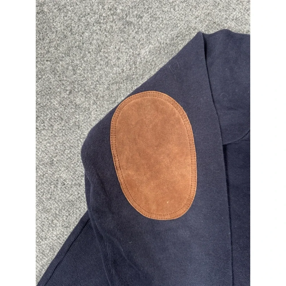 Polo Ralph Lauren Sweatshirt Mens XL‎ Blue Shawl Collar Pullover Suede Elbow